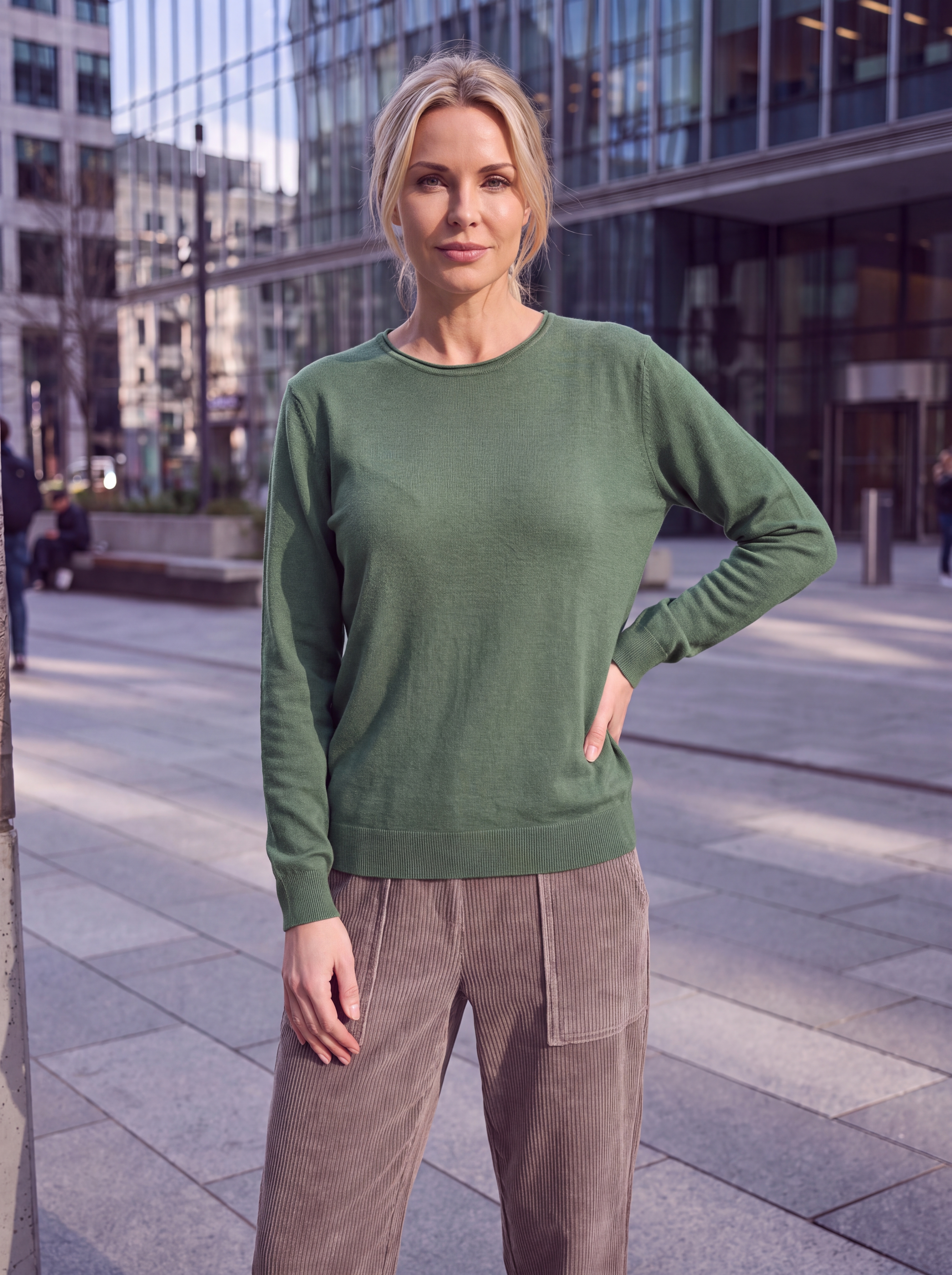 Dámsky pulóver s okrúhlym výstrihom H.WINTER GREEN zelený s.WEAR 2